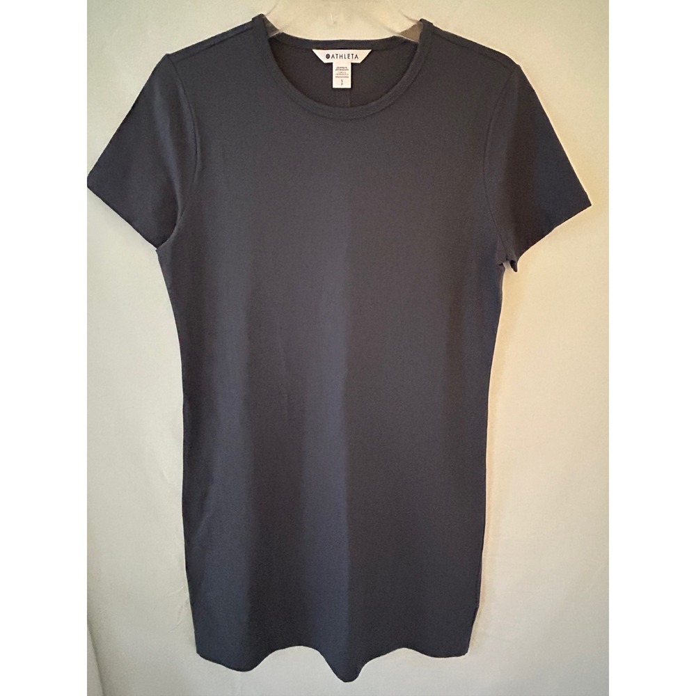 Athleta Womens Short Sleeve T-Shirt Dress Charcoal Grey Athletic Mini Size S P